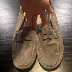Gray Loafers Slip-Ons with Suede Material and Classic Design